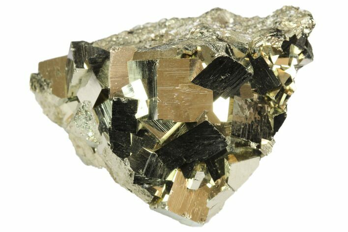 Gleaming, Cubic Pyrite Crystal Cluster - Peru #126590